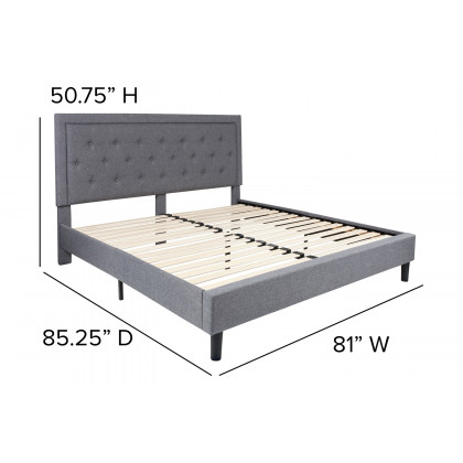 BLNK Roxbury Tufted Upholstered Platform Bed - Light Gray, King Size
