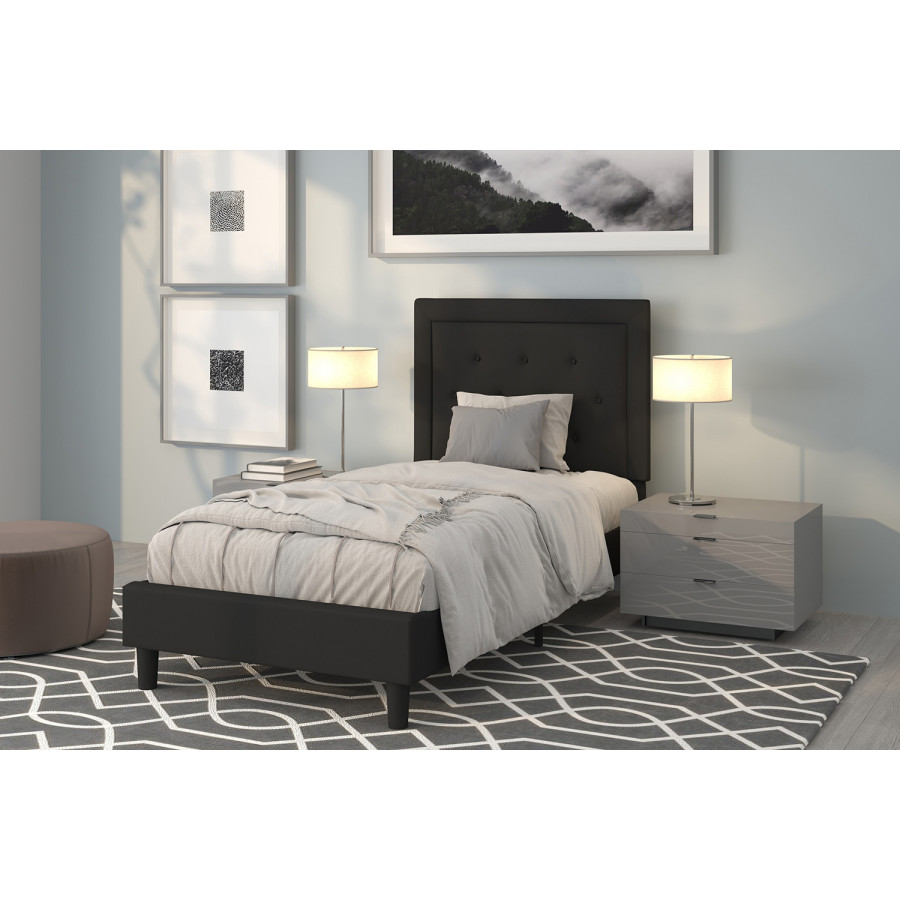 BLNK Roxbury Tufted Upholstered Platform Bed - Black, Twin Size