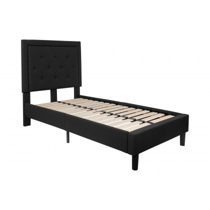 BLNK Roxbury Tufted Upholstered Platform Bed - Black, Twin Size