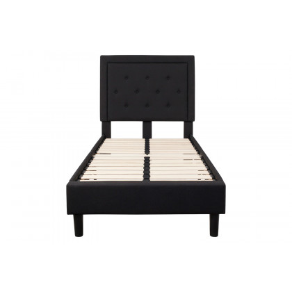 BLNK Roxbury Tufted Upholstered Platform Bed - Black, Twin Size