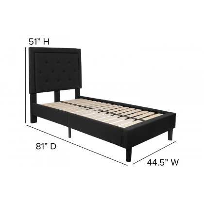 BLNK Roxbury Tufted Upholstered Platform Bed - Black, Twin Size