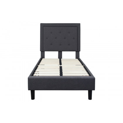 BLNK Roxbury Tufted Upholstered Platform Bed - Dark Gray, Twin Size