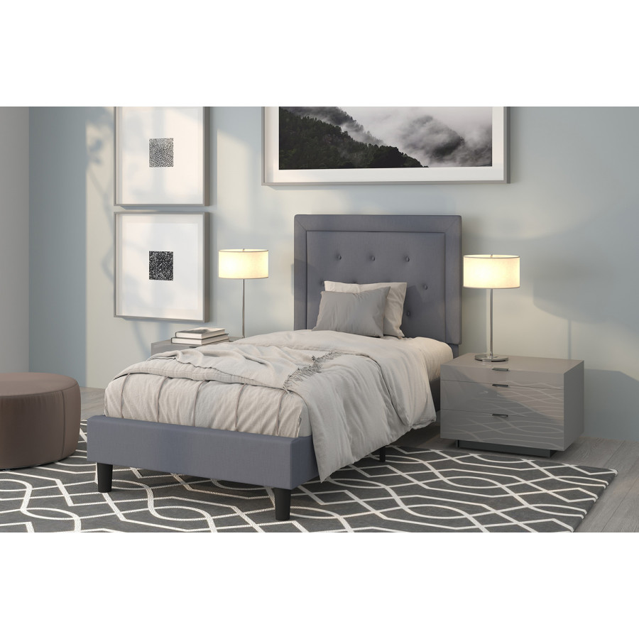 BLNK Roxbury Tufted Upholstered Platform Bed - Light Gray, Twin Size
