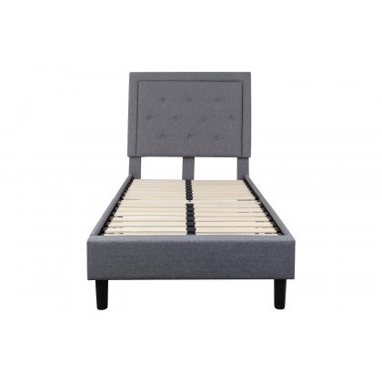 BLNK Roxbury Tufted Upholstered Platform Bed - Light Gray, Twin Size