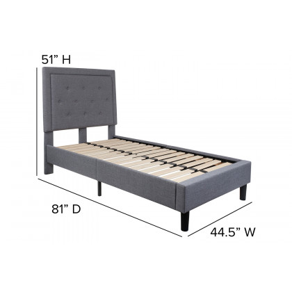 BLNK Roxbury Tufted Upholstered Platform Bed with 10" CertiPUR-US Certified Pocket Spring Mattress - Light Gray, Twin Size