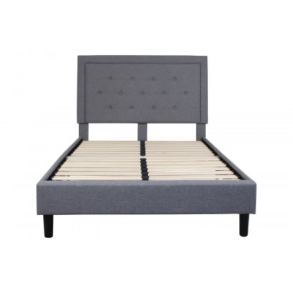 BLNK Roxbury Tufted Upholstered Platform Bed with 10" CertiPUR-US Certified Pocket Spring Mattress - Light Gray, Full Size