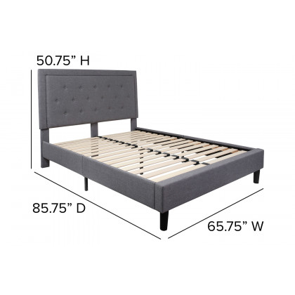 BLNK Roxbury Tufted Upholstered Platform Bed with 10" CertiPUR-US Certified Pocket Spring Mattress - Light Gray, Queen Size