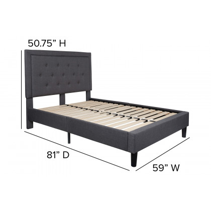 BLNK Roxbury Tufted Upholstered Platform Bed with 10" CertiPUR-US Certified Pocket Spring Mattress - Dark Gray, Full Size