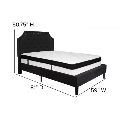 BLNK Brighton Tufted Upholstered Platform Bed with Memory Foam Mattress - Black, Full Size