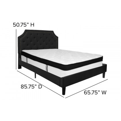 BLNK Brighton Tufted Upholstered Platform Bed with Memory Foam Mattress - Black, Queen Size