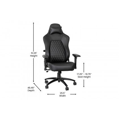 BLNK Falco Ergonomic Black High-Back Adjustable Gaming Chair with 4D Armrests, Headrest Pillow, and Adjustable Lumbar Support - with Black Stitching