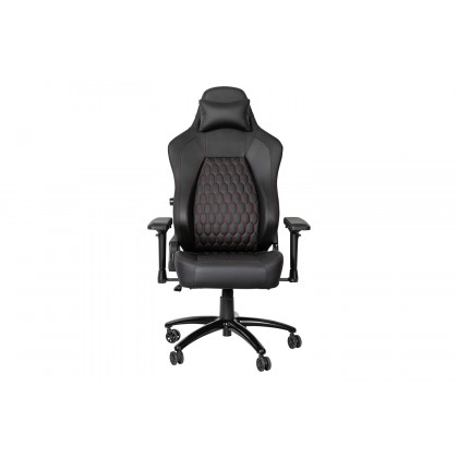 BLNK Falco Ergonomic Black High-Back Adjustable Gaming Chair with 4D Armrests, Headrest Pillow, and Adjustable Lumbar Support - with Red Stitching