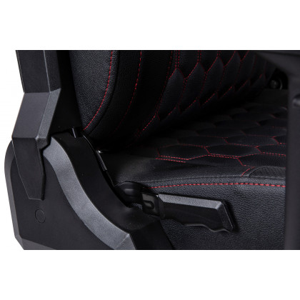 BLNK Falco Ergonomic Black High-Back Adjustable Gaming Chair with 4D Armrests, Headrest Pillow, and Adjustable Lumbar Support - with Red Stitching