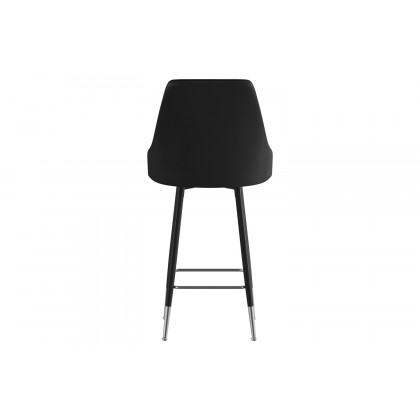 BLNK Shelly Commercial LeatherSoft Counter Height Bar Stools with Solid Black Frames and Chrome Accented Feet and Footrests Set of 2 - Black