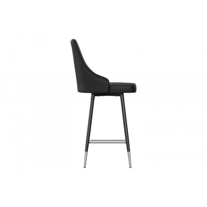 BLNK Shelly Commercial LeatherSoft Counter Height Bar Stools with Solid Black Frames and Chrome Accented Feet and Footrests Set of 2 - Black