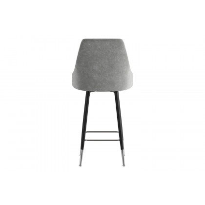 BLNK Shelly Commercial LeatherSoft Counter Height Bar Stools with Solid Black Frames and Chrome Accented Feet and Footrests Set of 2 - Gray