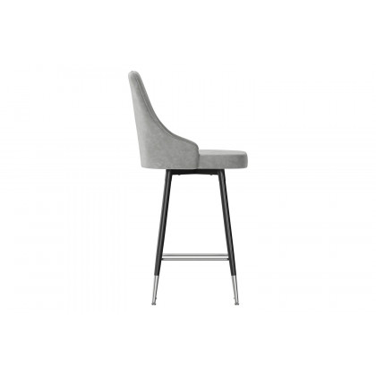 BLNK Shelly Commercial LeatherSoft Counter Height Bar Stools with Solid Black Frames and Chrome Accented Feet and Footrests Set of 2 - Gray