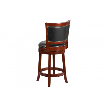 BLNK Ebert Wood Counter Height Stool with Open Panel Back and Swivel Seat - Dark Cherry