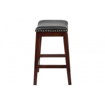 BLNK Alphus Wood Backless Counter Height Stool with Black Saddle Seat - Cappuccino