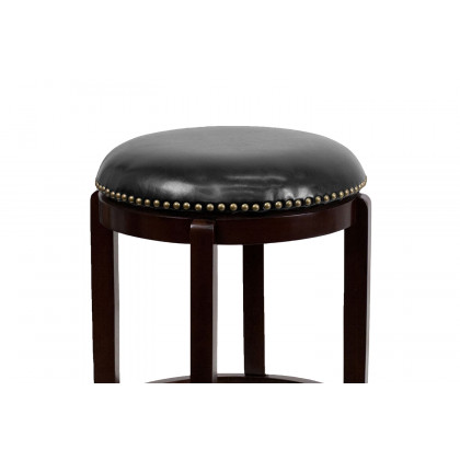 BLNK Margaret Wood Backless Counter Height Stool with Black Swivel Seat - Cappuccino