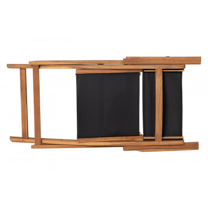 BLNK - Martindale Indoor-Outdoor Folding Acacia Wood Patio Bistro Chairs with Natural X Base Frame with Arms and Black Textilene Back and Seat Set of 2