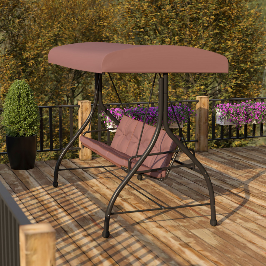 BLNK - Tellis Outdoor Steel 3-Seat Converting Patio Swing Canopy Hammock with Cushions