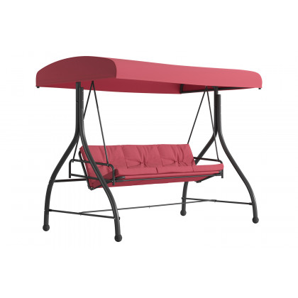 BLNK Tellis Outdoor Steel 3-Seat Converting Patio Swing Canopy Hammock with Cushions - Maroon