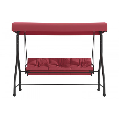 BLNK Tellis Outdoor Steel 3-Seat Converting Patio Swing Canopy Hammock with Cushions - Maroon