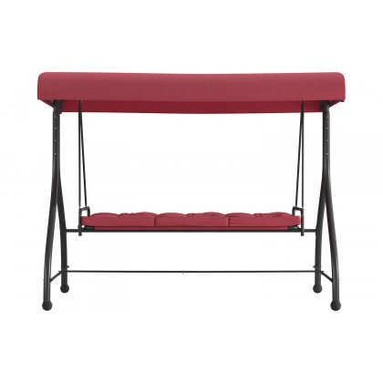 BLNK Tellis Outdoor Steel 3-Seat Converting Patio Swing Canopy Hammock with Cushions - Maroon
