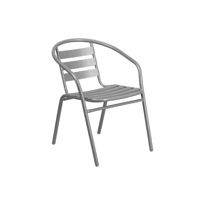 BLNK Lila Metal Restaurant Stack Chair with Aluminum Slats - Silver