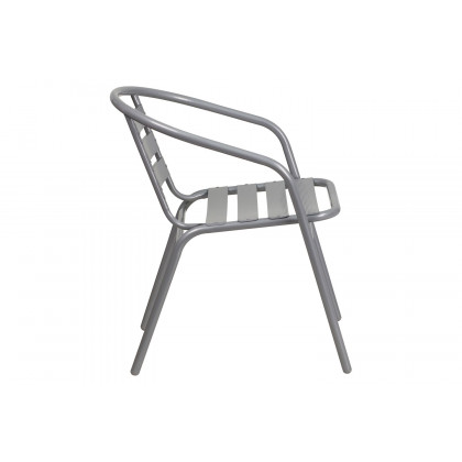 BLNK Lila Metal Restaurant Stack Chair with Aluminum Slats - Silver