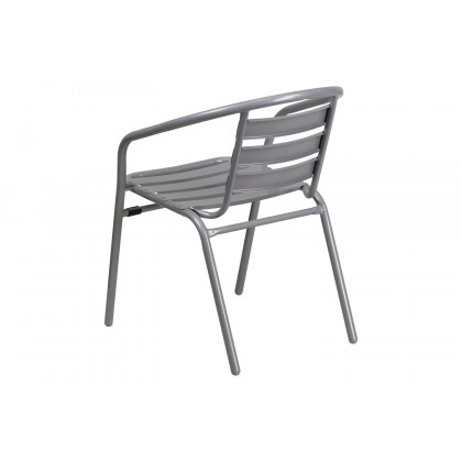 BLNK Lila Metal Restaurant Stack Chair with Aluminum Slats - Silver