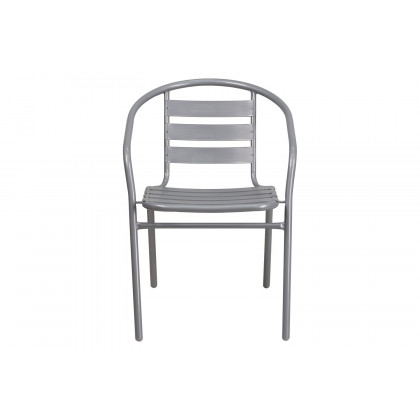 BLNK Lila Metal Restaurant Stack Chair with Aluminum Slats - Silver