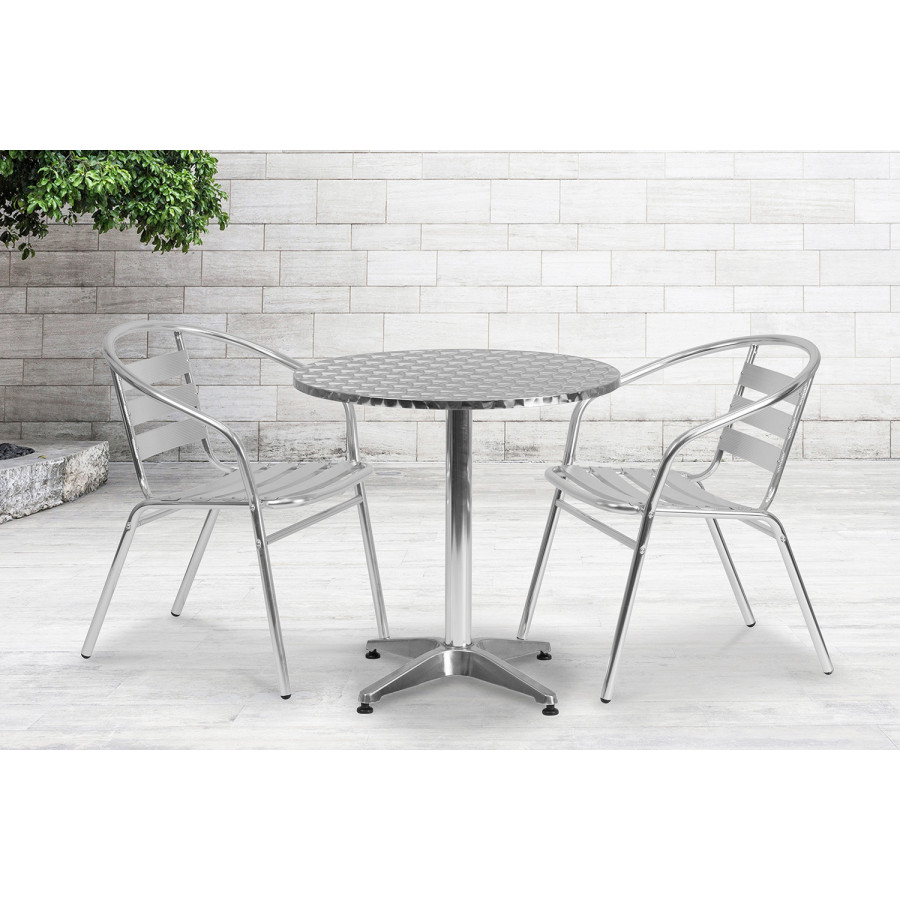 BLNK Mellie Round Aluminum Indoor-Outdoor Table with Base - 27.5"D