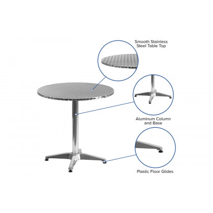 BLNK Mellie Round Aluminum Indoor-Outdoor Table with Base - 27.5"D