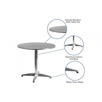 BLNK Mellie Round Aluminum Indoor-Outdoor Table with Base - 31.5"D
