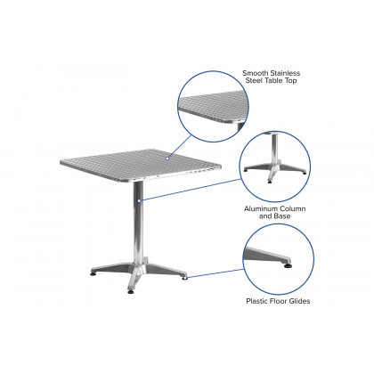 BLNK Mellie Square Aluminum Indoor-Outdoor Table with Base - 27.5"W