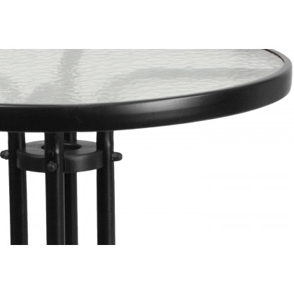 BLNK Round Metal Tempered Glass Table - 23.75"D