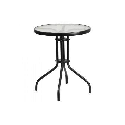 BLNK Brazos Outdoor Patio Dining Set with Round Tempered Glass Patio Table and 2 Flex Comfort Stack Chairs 3 Piece - Brown