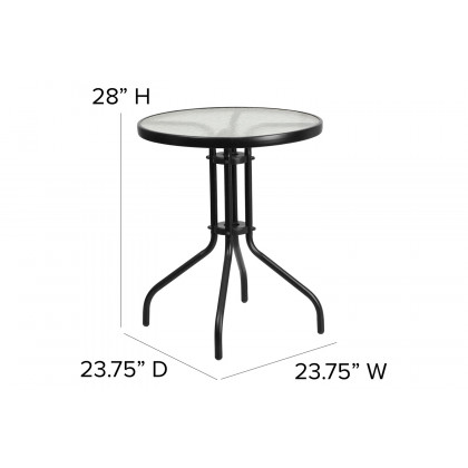 BLNK Brazos Outdoor Patio Dining Set with Round Tempered Glass Patio Table and 2 Flex Comfort Stack Chairs 3 Piece - Brown
