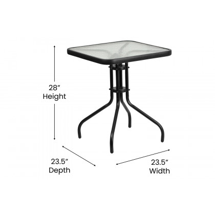 BLNK Square Metal Tempered Glass Table - 23.5"W