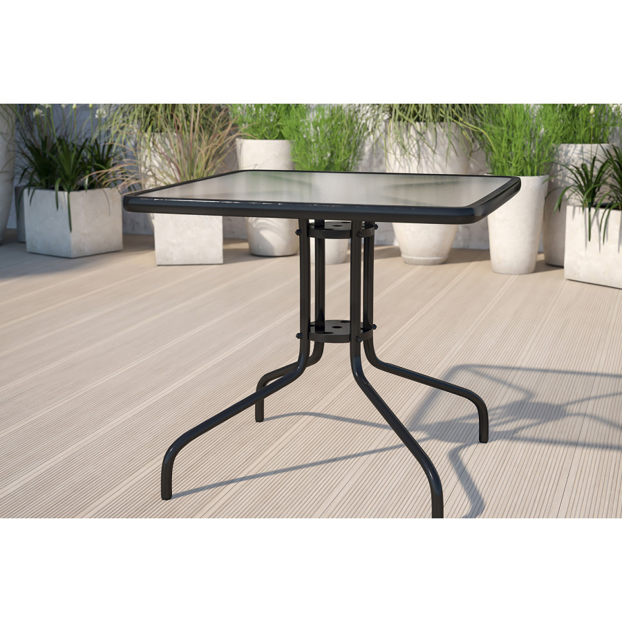 BLNK Square Metal Tempered Glass Table - 31.5"W
