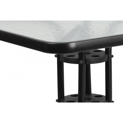 BLNK Square Metal Tempered Glass Table - 31.5"W