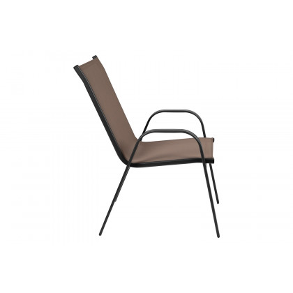 BLNK Brazos Outdoor Patio Dining Set with Square Tempered Glass Patio Table and 4 Flex Comfort Stack Chairs 5 Piece - Brown