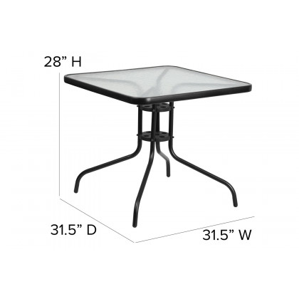 BLNK Brazos Outdoor Patio Dining Set with Square Tempered Glass Patio Table and 4 Flex Comfort Stack Chairs 5 Piece - Brown