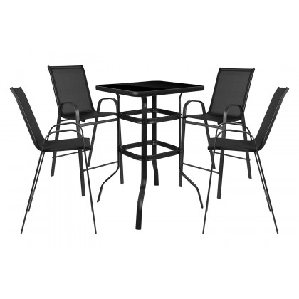 BLNK Brazos Outdoor 4-Person Bistro Dining Set - Black