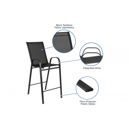 BLNK Brazos Outdoor 4-Person Bistro Dining Set - Black