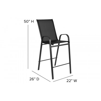 BLNK Brazos Outdoor 4-Person Bistro Dining Set - Black