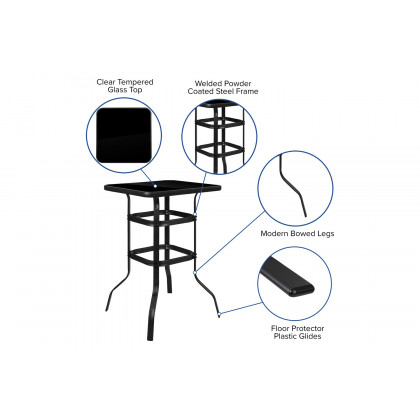 BLNK Brazos Outdoor 4-Person Bistro Dining Set - Gray