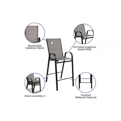 BLNK Brazos Outdoor 4-Person Bistro Dining Set - Gray